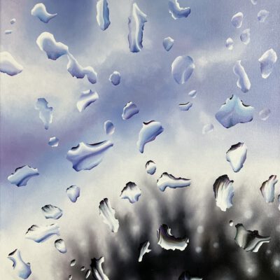 Regen kaltblau / Öl auf Leinwand / 50 x 40 cm / 2023